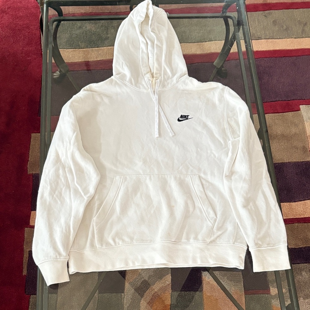 Nike Women's White Hoodie with Black Logo